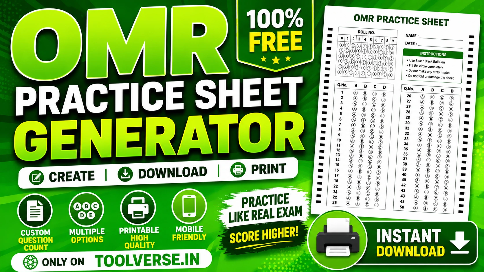 Omr practice sheet